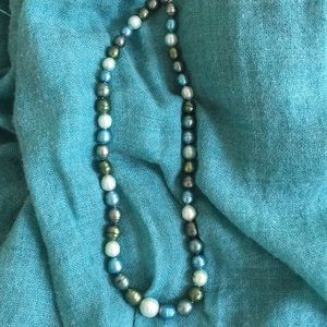 Faux colored pearl necklace